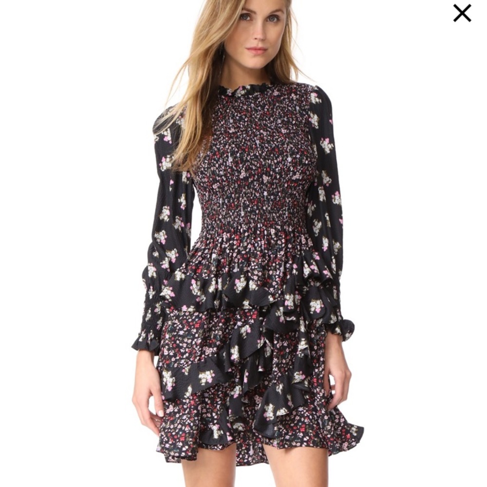 Rebecca Taylor Long Sleeves Mix Print Dress 2